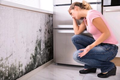 Adobe Stock royalty-free image #182985458, 'Shocked Woman Looking At Mold On Wall' uploaded by Andrey Popov, standard license purchased from https://stock.adobe.com/images/download/182985458; file retrieved on July 31st, 2019. License details available at https://stock.adobe.com/license-terms - image is licensed under the Adobe Stock Standard License